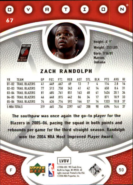 2006/2007 Ovation (Upper Deck) Basketball - Picture 99 of 227