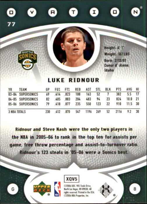 2006/2007 Ovation (Upper Deck) Basketball - Picture 79 of 227