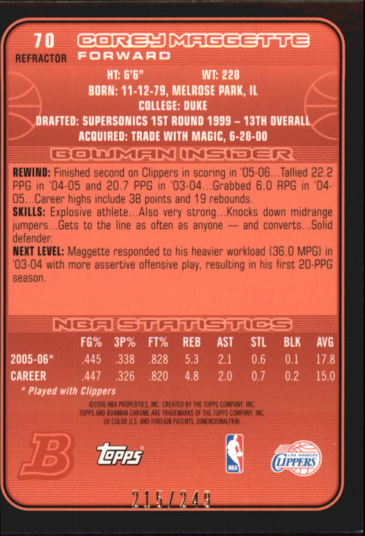 Bowman 2006-07 cromo refractor/refractores de baloncesto paralelo que eliges - Imagen 16 de 30