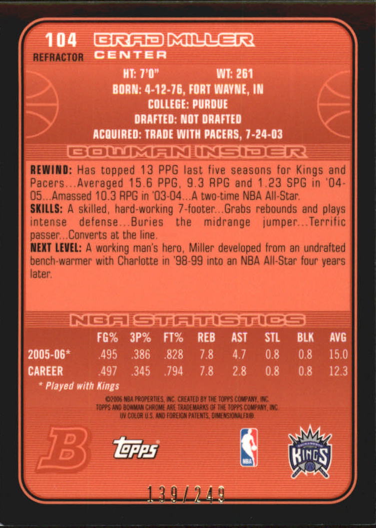 Bowman 2006-07 cromo refractor/refractores de baloncesto paralelo que eliges - Imagen 20 de 30