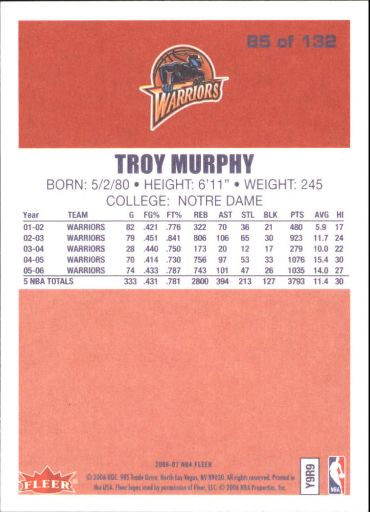 Tarjetas de inserción de baloncesto Fleer 2006/2007 ""1986-87 20 aniversario - Imagen 23 de 31