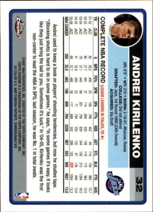 2006-07 Topps Chrome Basketball Card Pick - Picture 59 of 380