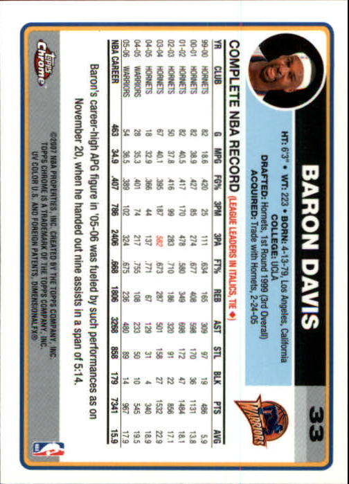 2006-07 Topps Chrome Basketball Card Pick - Picture 61 of 380