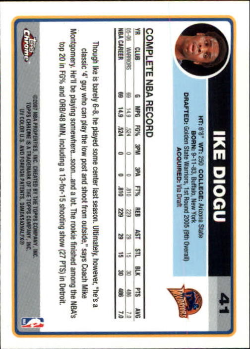 2006-07 Topps Chrome Basketball Card Pick - Picture 75 of 380