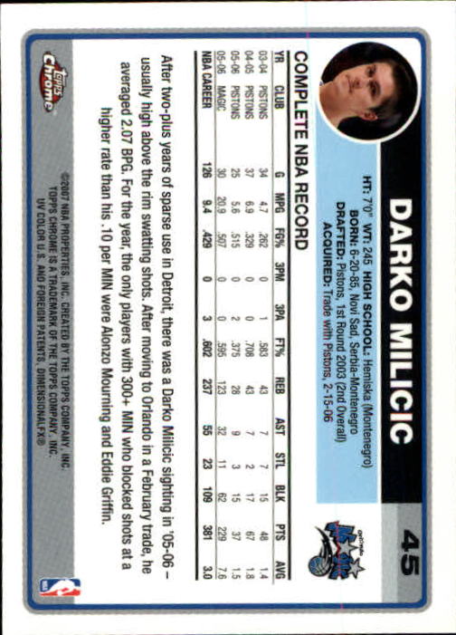2006-07 Topps Chrome Basketball Card Pick - Picture 81 of 380