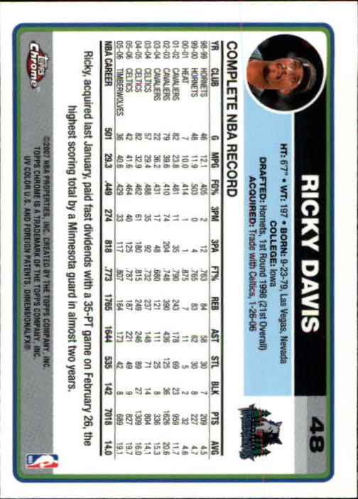 2006-07 Topps Chrome Basketball Card Pick - Picture 87 of 380