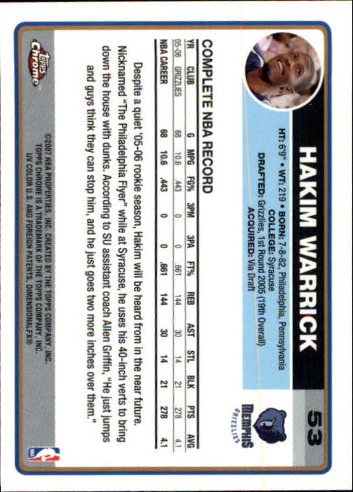 2006-07 Topps Chrome Basketball Card Pick - Picture 97 of 380