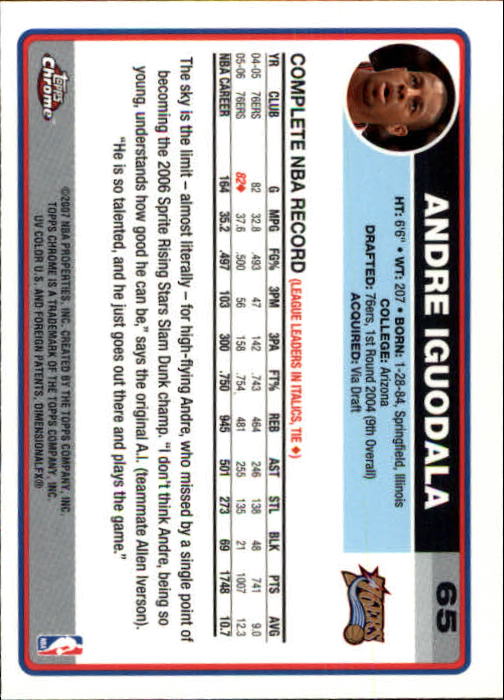 2006-07 Topps Chrome Basketball Card Pick - Picture 117 of 380