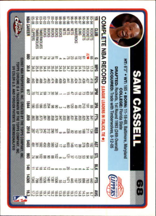 2006-07 Topps Chrome Basketball Card Pick - Picture 121 of 380