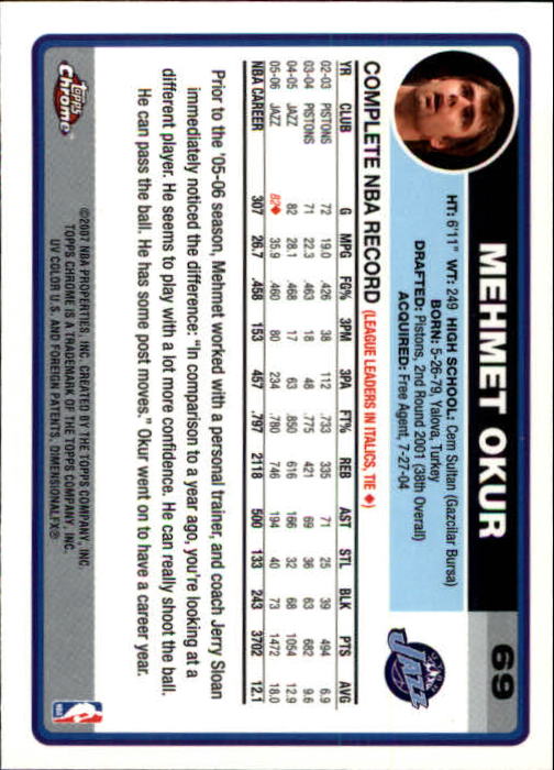 2006-07 Topps Chrome Basketball Card Pick - Picture 123 of 380