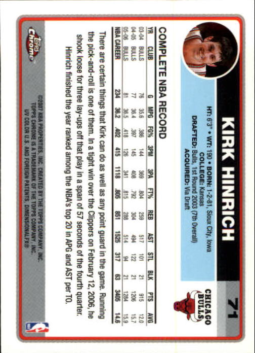 2006-07 Topps Chrome Basketball Card Pick - Picture 127 of 380