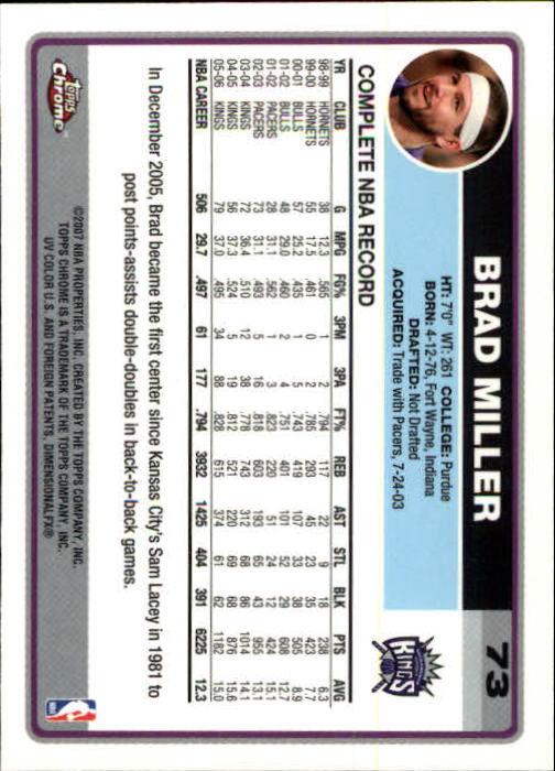 2006-07 Topps Chrome Basketball Card Pick - Picture 131 of 380