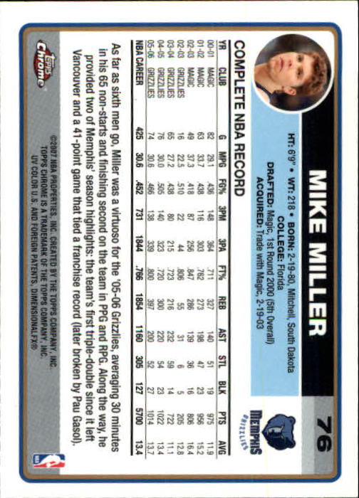 2006-07 Topps Chrome Basketball Card Pick - Picture 137 of 380