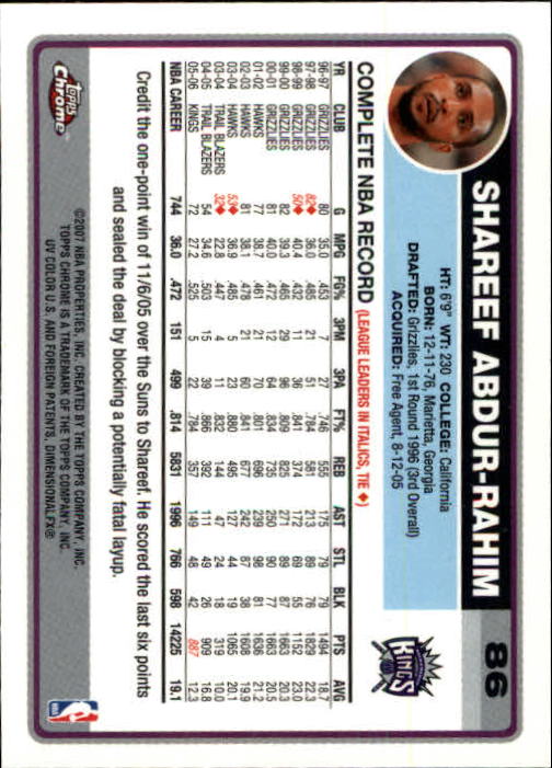 2006-07 Topps Chrome Basketball Card Pick - Picture 157 of 380