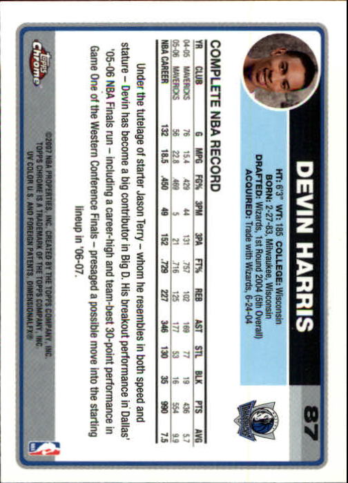 2006-07 Topps Chrome Basketball Card Pick - Picture 159 of 380