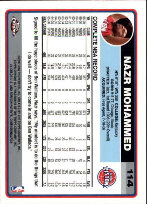 2006-07 Topps Chrome Basketball Card Pick - Picture 209 of 380