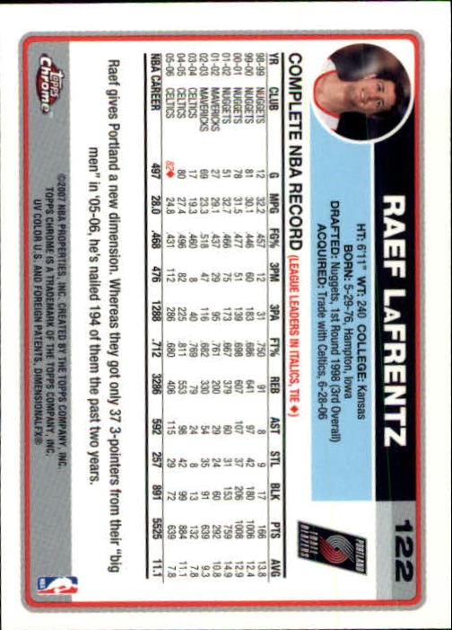 2006-07 Topps Chrome Basketball Card Pick - Picture 225 of 380