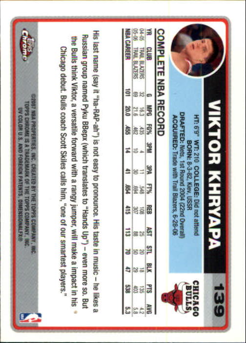 2006-07 Topps Chrome Basketball Card Pick - Picture 255 of 380