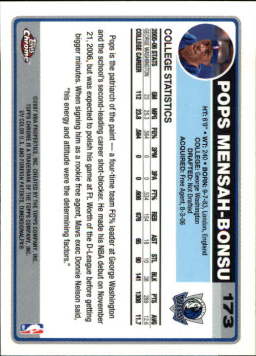 2006-07 Topps Chrome Basketball Card Pick - Picture 313 of 380