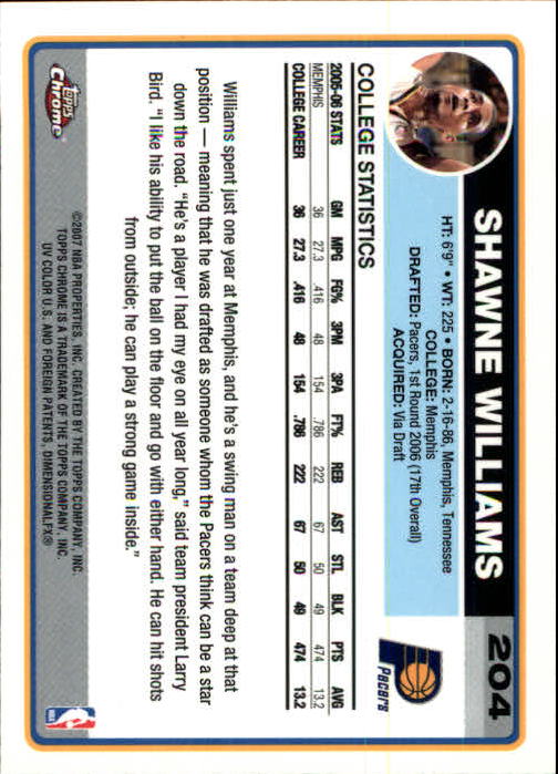 2006-07 Topps Chrome Basketball Card Pick - Picture 368 of 380