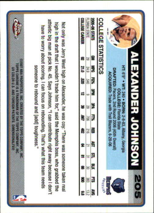 2006-07 Topps Chrome Basketball Card Pick - Picture 370 of 380