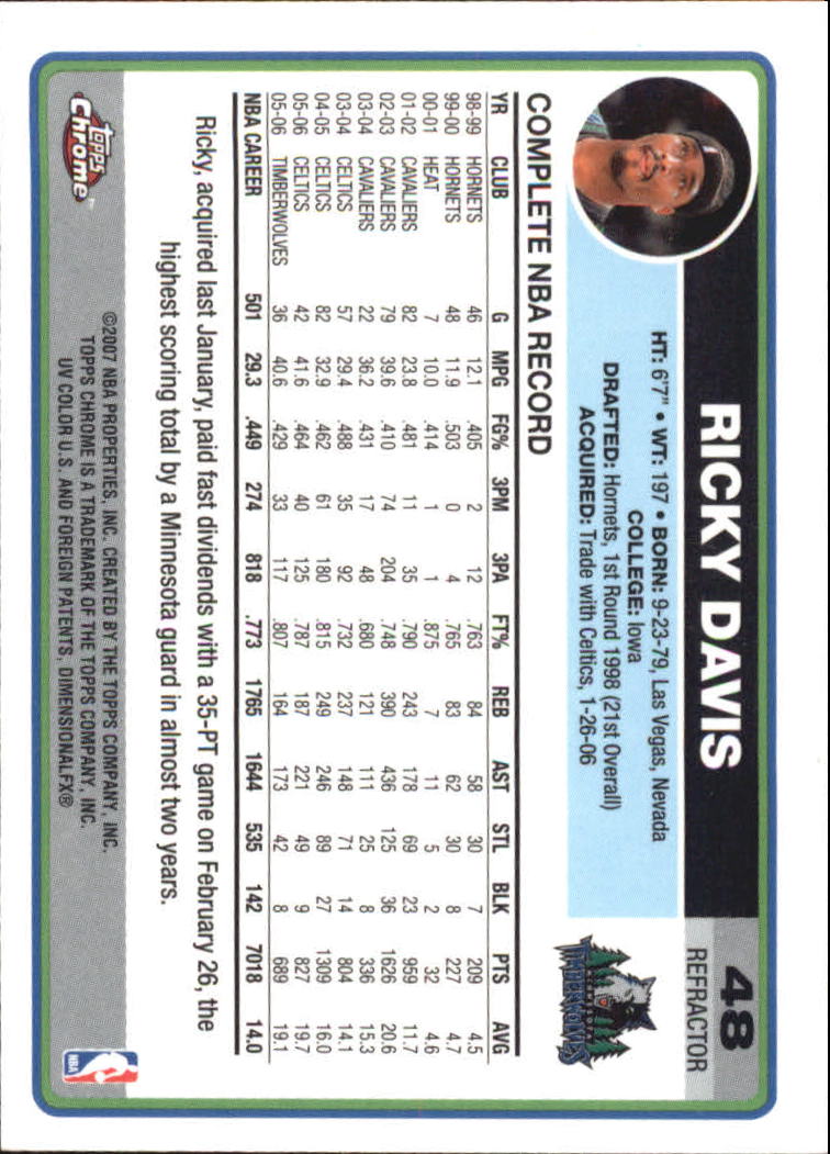 Tarjetas de inserción paralela ""Refractores"" de baloncesto cromadas Topps 2006-07 - Imagen 27 de 113