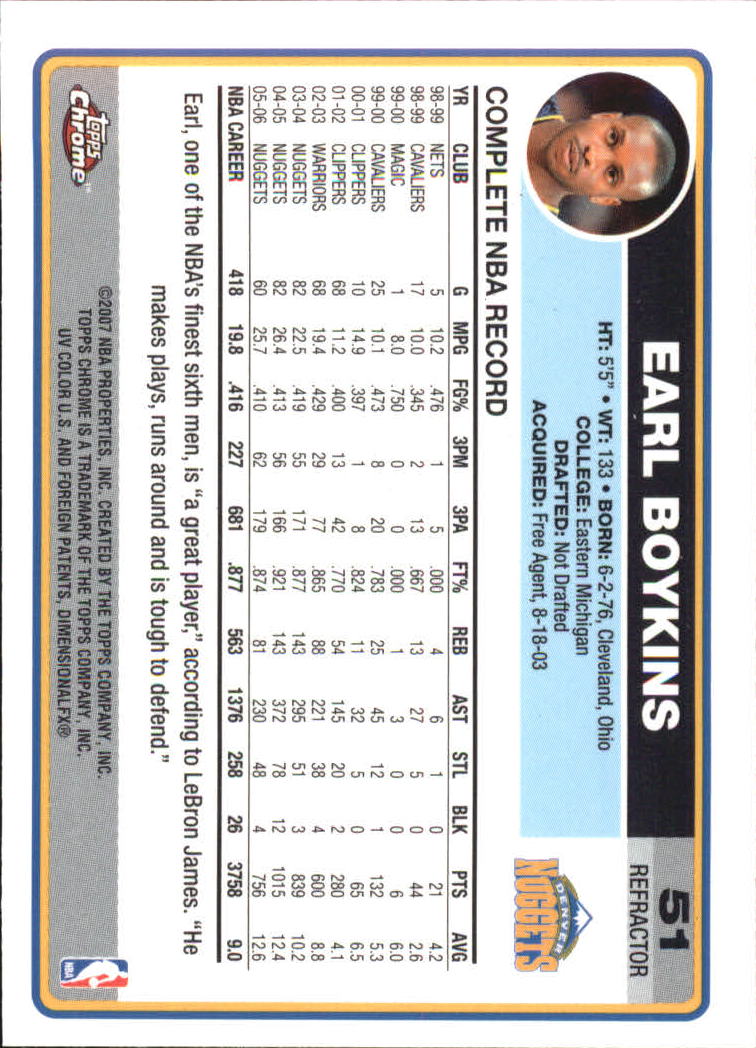 Tarjetas de inserción paralela ""Refractores"" de baloncesto cromadas Topps 2006-07 - Imagen 29 de 113