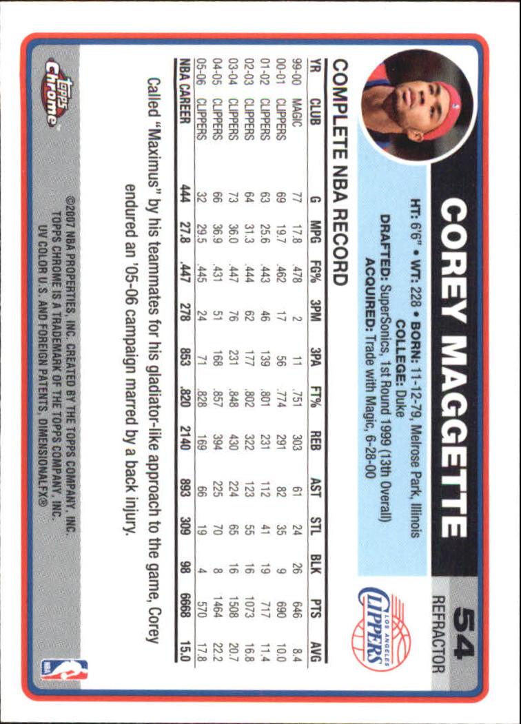 Tarjetas de inserción paralela ""Refractores"" de baloncesto cromadas Topps 2006-07 - Imagen 33 de 113