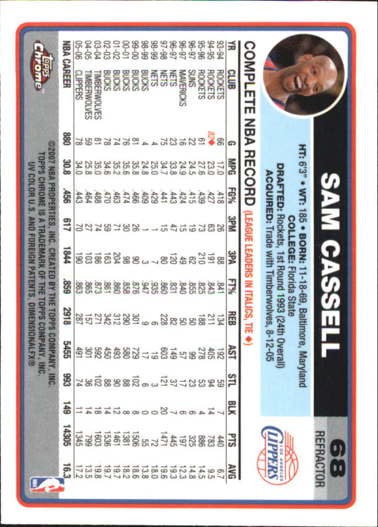 Tarjetas de inserción paralela ""Refractores"" de baloncesto cromadas Topps 2006-07 - Imagen 39 de 113