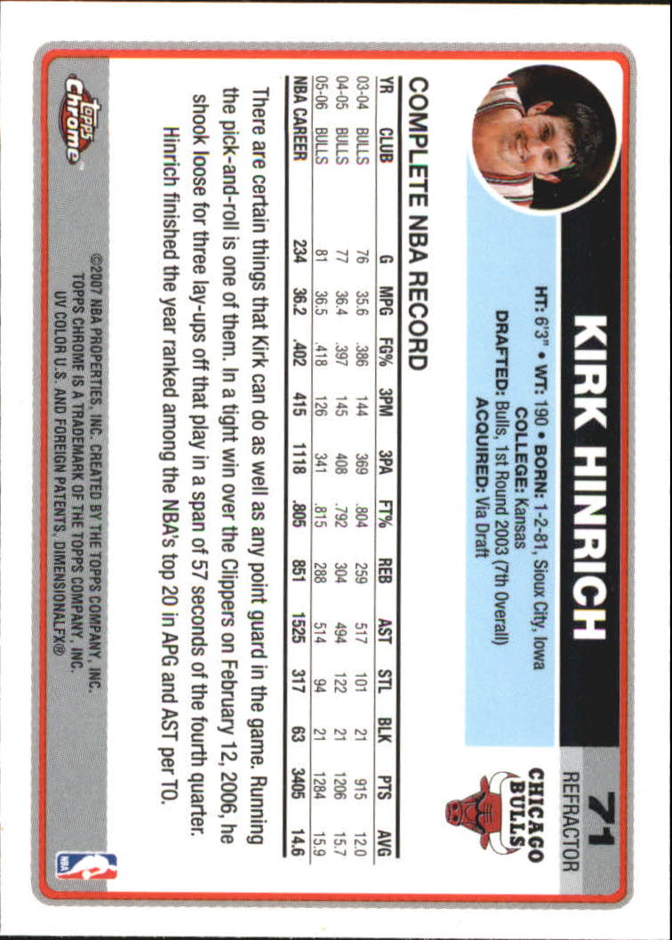 Tarjetas de inserción paralela ""Refractores"" de baloncesto cromadas Topps 2006-07 - Imagen 43 de 113