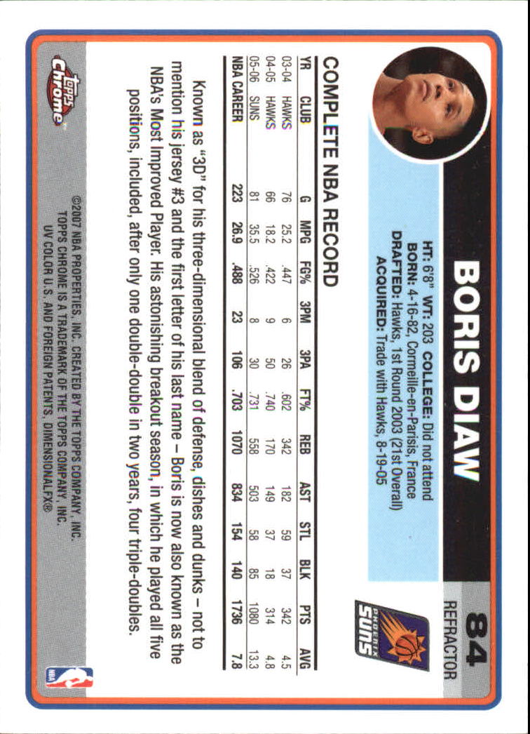 Tarjetas de inserción paralela ""Refractores"" de baloncesto cromadas Topps 2006-07 - Imagen 53 de 113