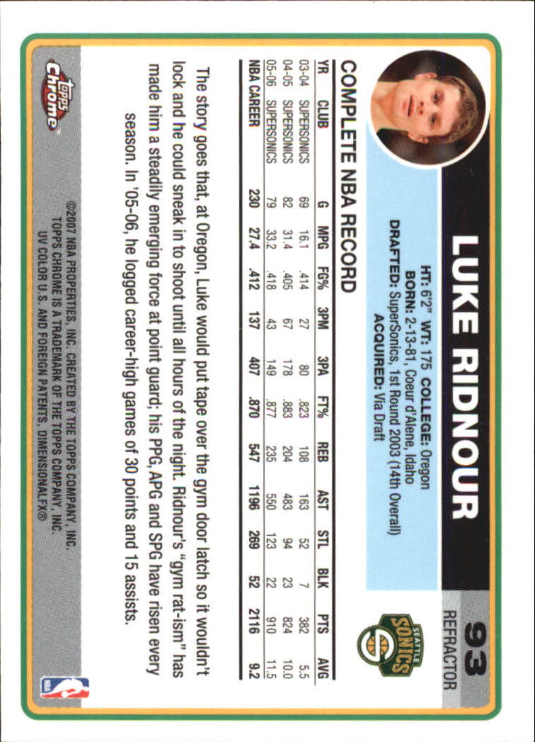 Tarjetas de inserción paralela ""Refractores"" de baloncesto cromadas Topps 2006-07 - Imagen 59 de 113