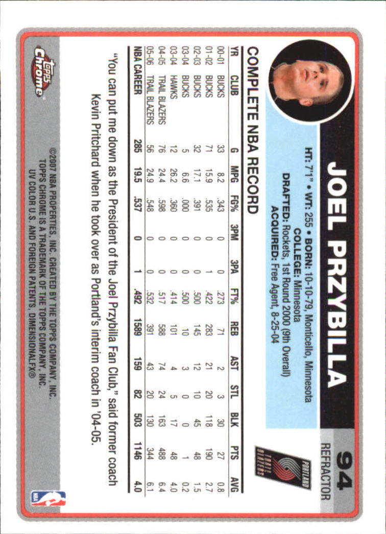 Tarjetas de inserción paralela ""Refractores"" de baloncesto cromadas Topps 2006-07 - Imagen 61 de 113