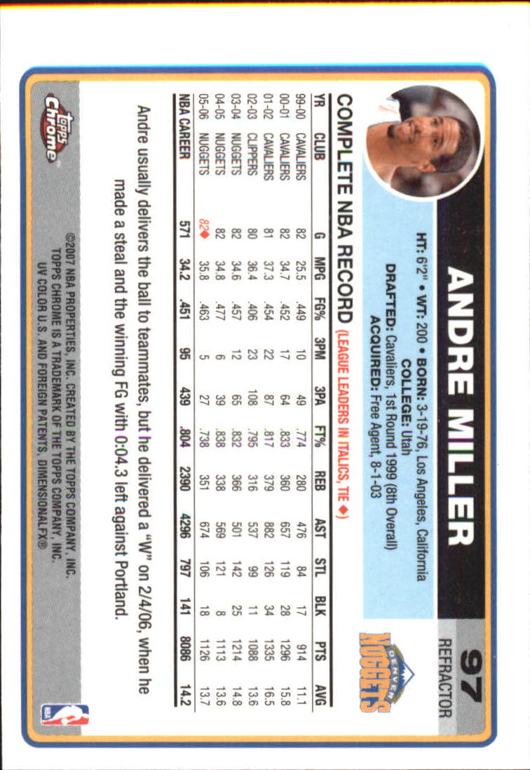 Tarjetas de inserción paralela ""Refractores"" de baloncesto cromadas Topps 2006-07 - Imagen 63 de 113