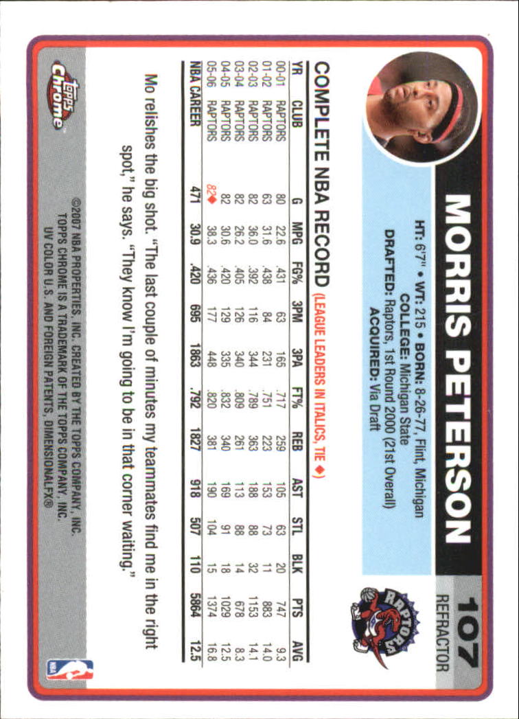 Tarjetas de inserción paralela ""Refractores"" de baloncesto cromadas Topps 2006-07 - Imagen 67 de 113