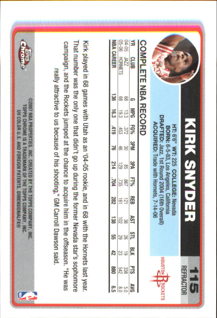 Tarjetas de inserción paralela ""Refractores"" de baloncesto cromadas Topps 2006-07 - Imagen 75 de 113