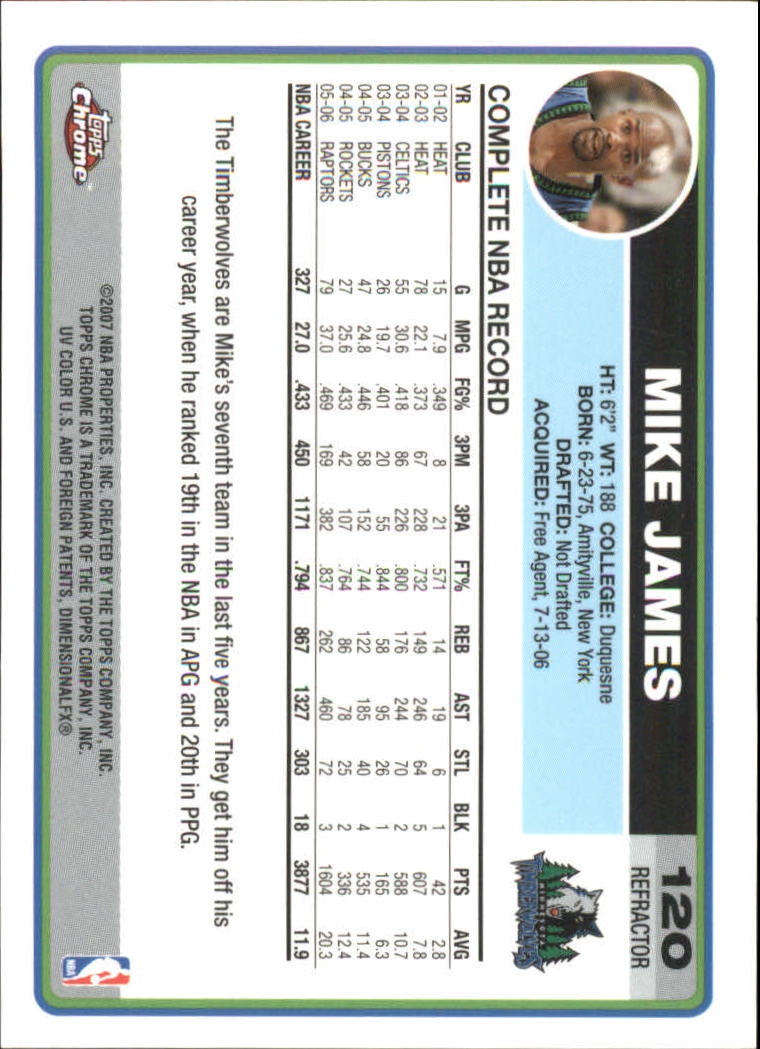 Tarjetas de inserción paralela ""Refractores"" de baloncesto cromadas Topps 2006-07 - Imagen 81 de 113