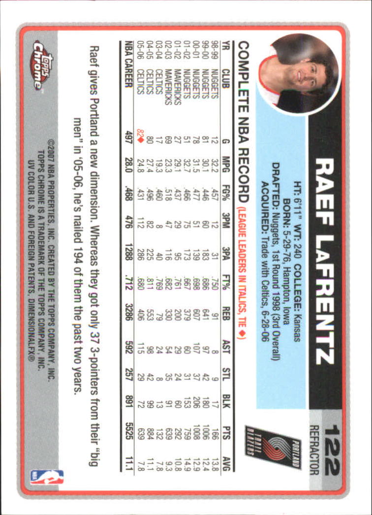 Tarjetas de inserción paralela ""Refractores"" de baloncesto cromadas Topps 2006-07 - Imagen 83 de 113