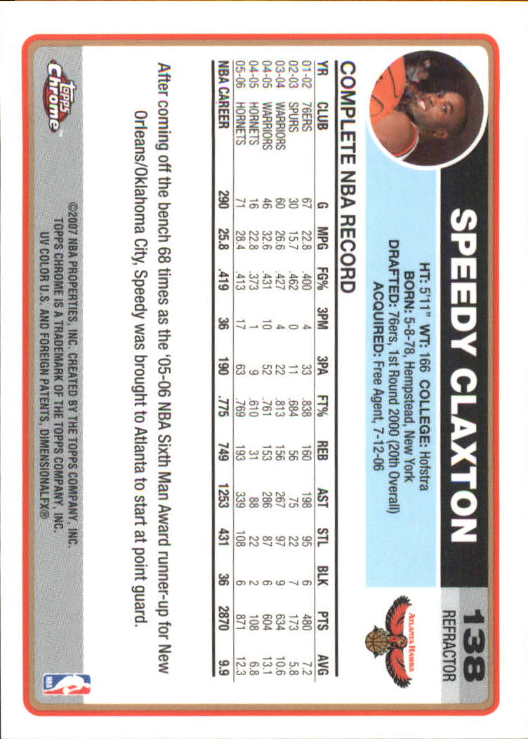 Tarjetas de inserción paralela ""Refractores"" de baloncesto cromadas Topps 2006-07 - Imagen 93 de 113
