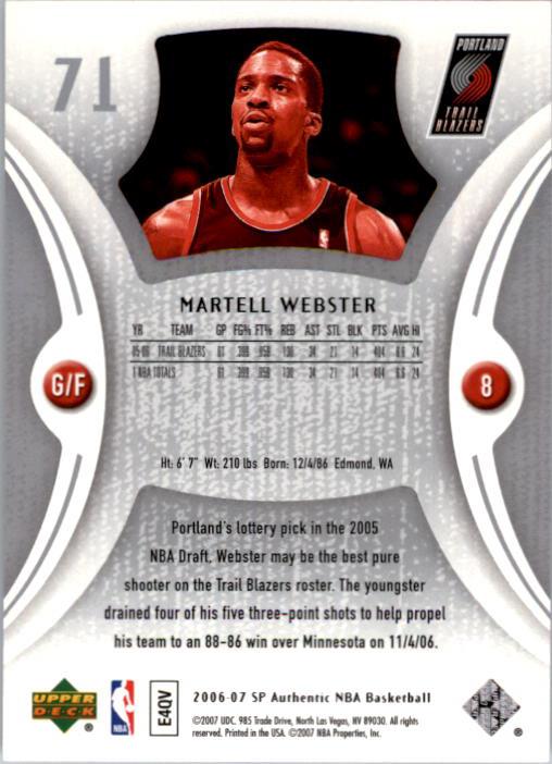 2006-07 SP Authentic Basketball Card Pick - Picture 143 of 195