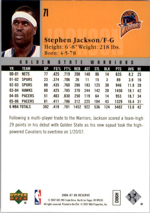 2006/2007 UD Reserve (Upper Deck) Basketball - Picture 81 of 131
