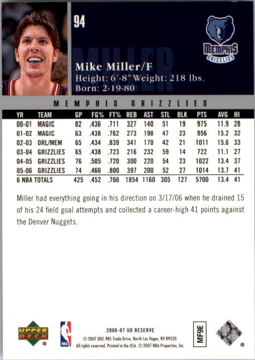 2006/2007 UD Reserve (Upper Deck) Basketball - Picture 71 of 131
