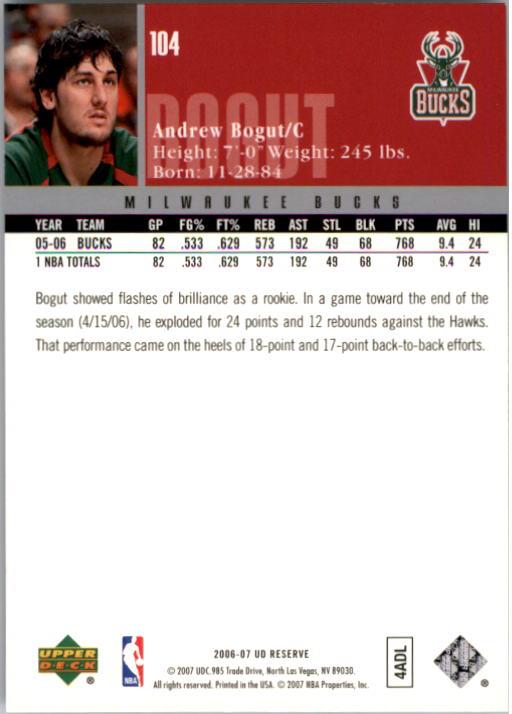 2006/2007 UD Reserve (Upper Deck) Basketball - Picture 67 of 131