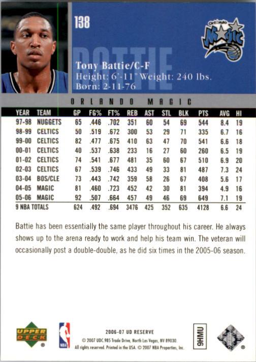 2006/2007 UD Reserve (Upper Deck) Basketball - Picture 51 of 131