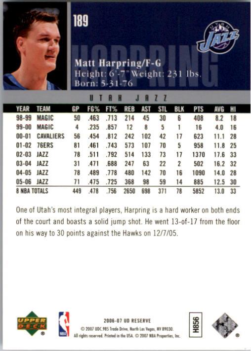 2006/2007 UD Reserve (Upper Deck) Basketball - Picture 17 of 131