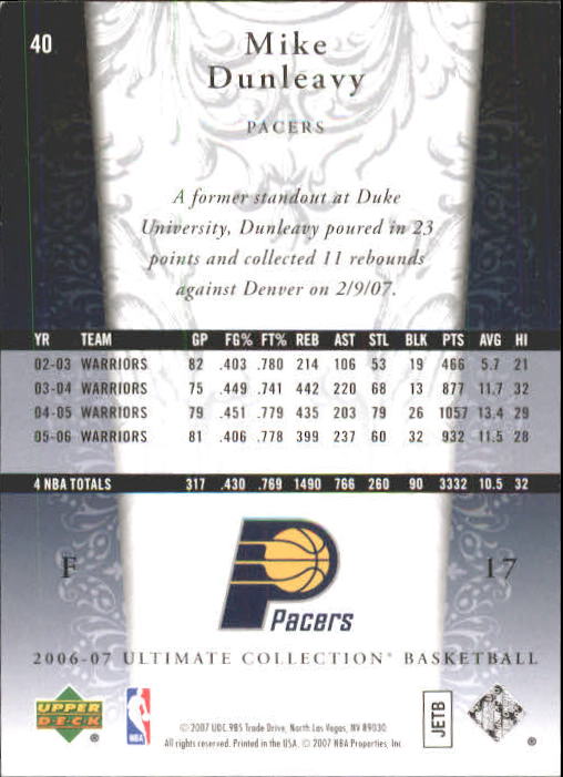 2006/2007 Ultimate Collection (Upper Deck) Basketball - Picture 81 of 111