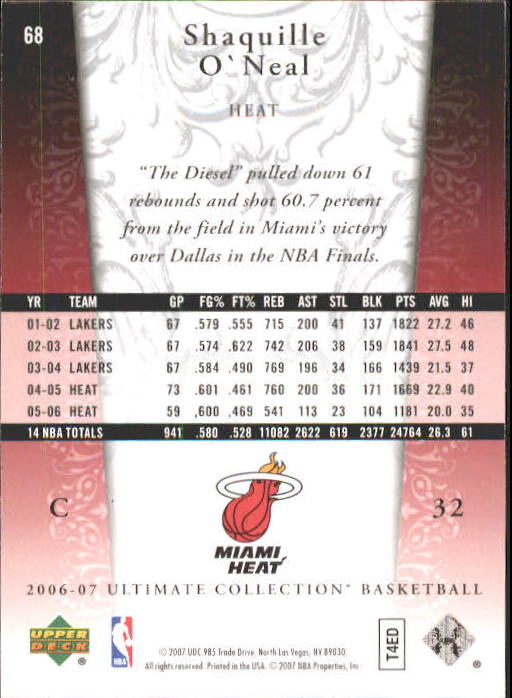 2006/2007 Ultimate Collection (Upper Deck) Basketball - Picture 61 of 111