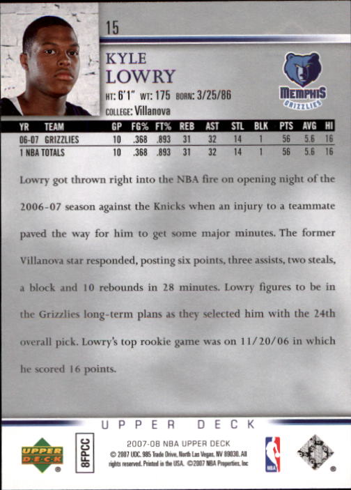 2007/2008 Upper Deck Basketball Part 1 Main Set Cards - Picture 29 of 395
