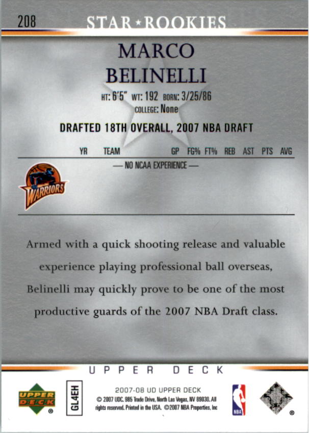 2007/2008 Upper Deck Basketball Part 1 Main Set Cards - Picture 389 of 395