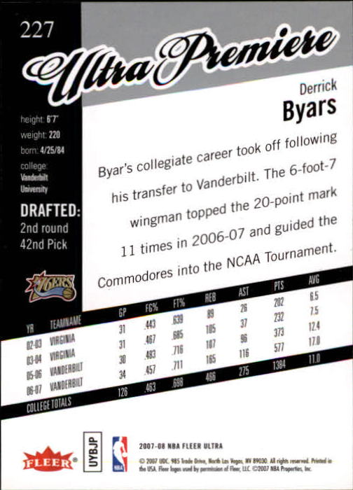 2007/2008 Ultra SE Basketball "Main Set" Base Cards #1 to #251 - Picture 159 of 167